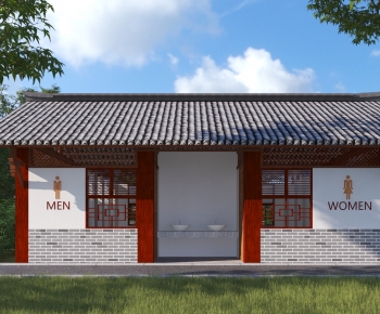 新中式风格公共厕所建筑外观-ID:347213032