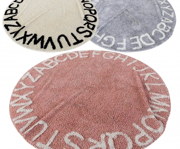 现代圆形字母地毯-ID:748112925