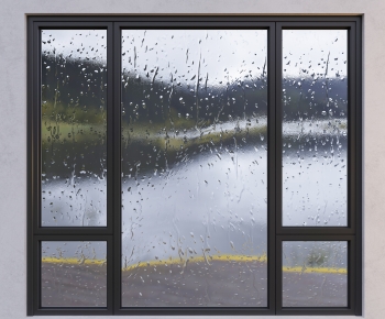 现代下雨天玻璃窗户-ID:424257045