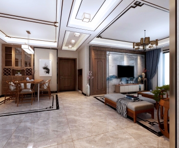 New Chinese Style A Living Room-ID:468564997