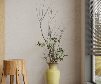 Modern Wabi-sabi Style Potted Green Plant-ID:361886024