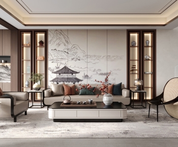 New Chinese Style A Living Room-ID:366976029