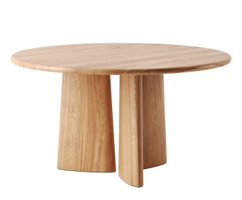现代原木圆形餐桌-ID:413682944