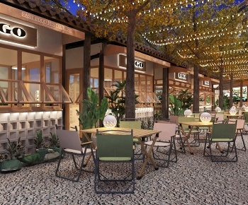 现代露营风茶餐厅3D模型