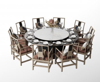 新中式圆形餐桌椅-ID:877202035