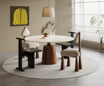 现代中古风圆形餐桌椅-ID:847548015