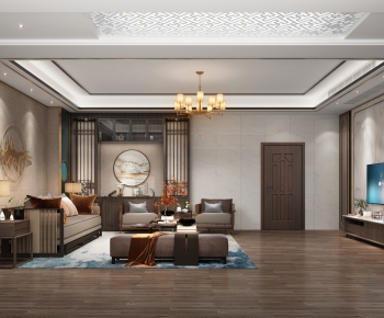 New Chinese Style A Living Room-ID:833192118