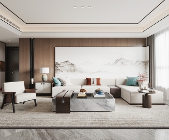 New Chinese Style A Living Room-ID:913069965