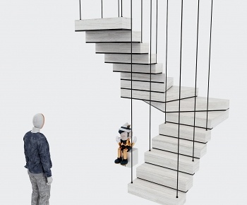现代吊索楼梯3D模型