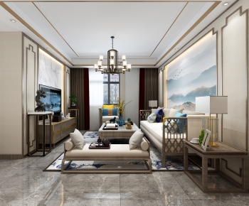 New Chinese Style A Living Room-ID:194411046