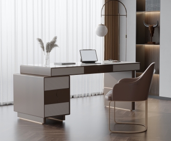 Modern Computer Desk And Chair-ID:452481038