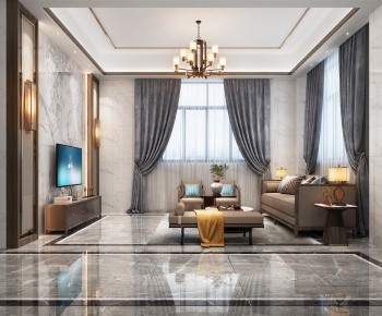 New Chinese Style A Living Room-ID:506743912