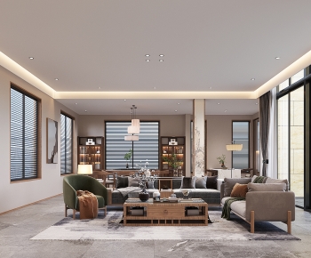 New Chinese Style A Living Room-ID:568969969
