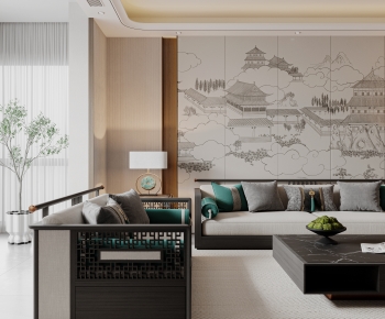 New Chinese Style A Living Room-ID:431128035