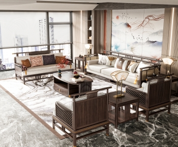 New Chinese Style A Living Room-ID:542896998