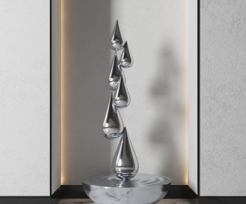 现代金属水滴雕塑摆件-ID:534955023