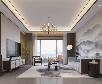New Chinese Style A Living Room-ID:254018074