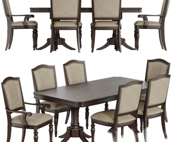 美式长方形餐桌椅-ID:953349114