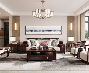 New Chinese Style A Living Room-ID:970365052