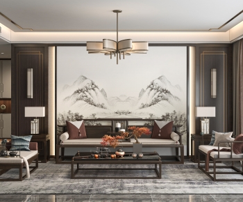 New Chinese Style A Living Room-ID:106913093