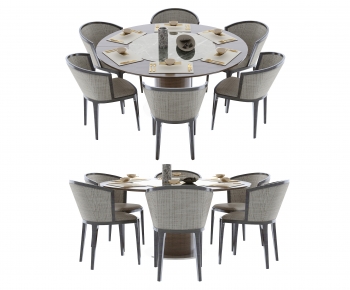 新中式圆形餐桌椅组合-ID:725889215