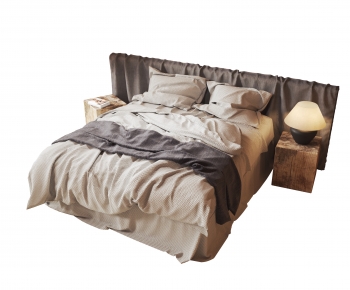 Wabi-sabi Style Double Bed-ID:115060864