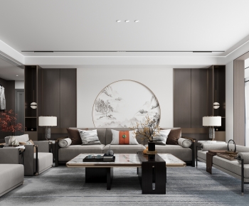 New Chinese Style A Living Room-ID:598078975