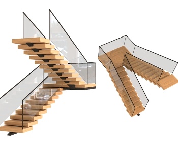 现代玻璃扶手楼梯3D模型