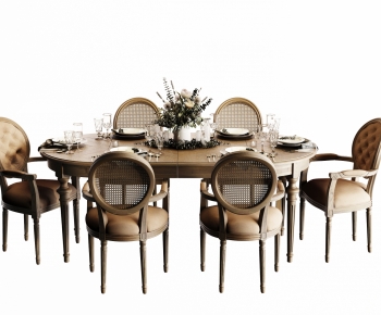 American Style Retro Style Dining Table And Chairs-ID:207813981