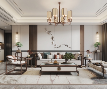 New Chinese Style A Living Room-ID:600960974