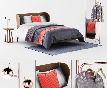 Modern Double Bed-ID:828804023