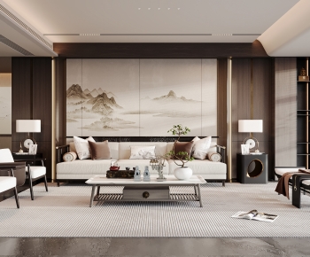 New Chinese Style A Living Room-ID:405617957
