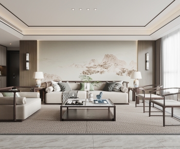 New Chinese Style A Living Room-ID:141942026