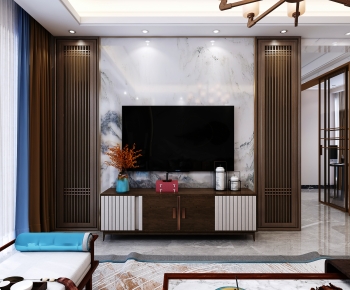 New Chinese Style A Living Room-ID:473052024