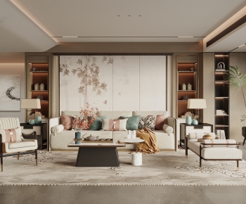 New Chinese Style A Living Room-ID:967614893