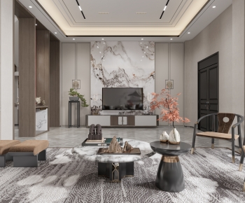 New Chinese Style A Living Room-ID:471834909