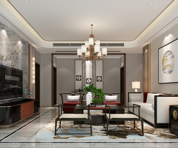 New Chinese Style A Living Room-ID:539722927