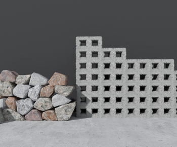 现代石头堆漏空方块砖-ID:544210916