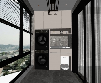 Modern Balcony Laundry Room-ID:908740041
