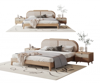 Wabi-sabi Style Double Bed-ID:834973105