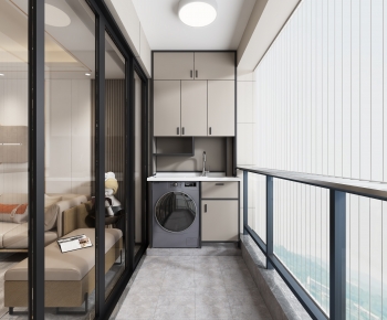 Modern Balcony Laundry Room-ID:130937107