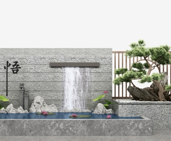 新中式庭院流水景观小品-ID:139841087