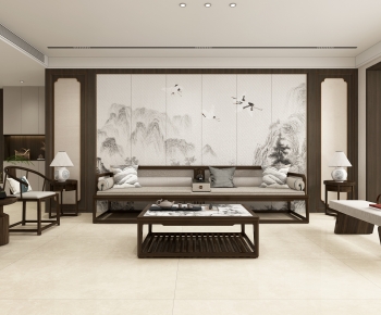 New Chinese Style A Living Room-ID:377832896
