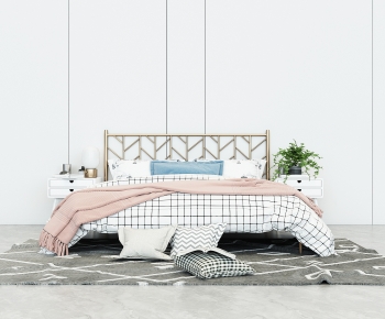 Nordic Style Double Bed-ID:738738067