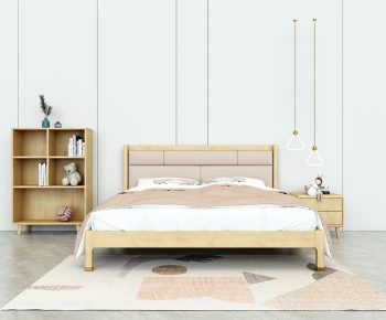 Nordic Style Double Bed-ID:333352093