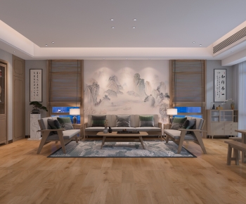 New Chinese Style A Living Room-ID:916227102
