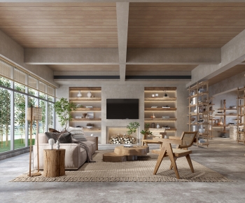 Wabi-sabi Style A Living Room-ID:740998032
