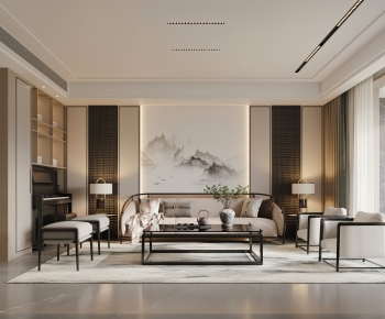 New Chinese Style A Living Room-ID:127260737