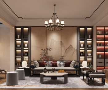 New Chinese Style A Living Room-ID:685564991