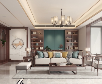 New Chinese Style A Living Room-ID:607410912